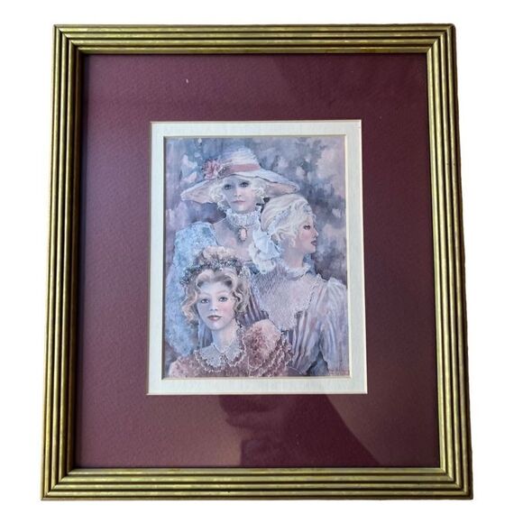 VTG Susan Mink Colclough “Yesterday’s Children” Victorian ladies framed print - Picture 1 of 6